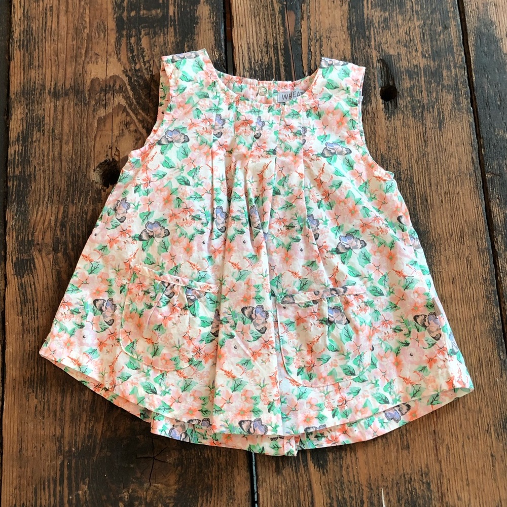 Wheat Butterfly Print Baby Dress